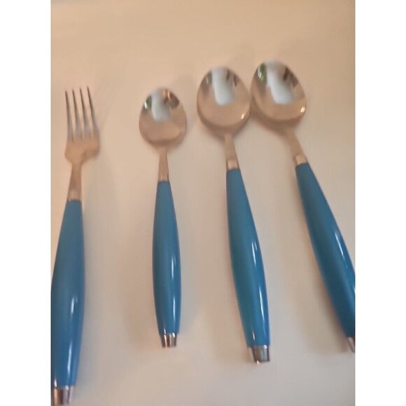 VTG Fiesta Fiestaware 6 Piece Flatware Silverware Place Setting Turquoise - Picture 4 of 6